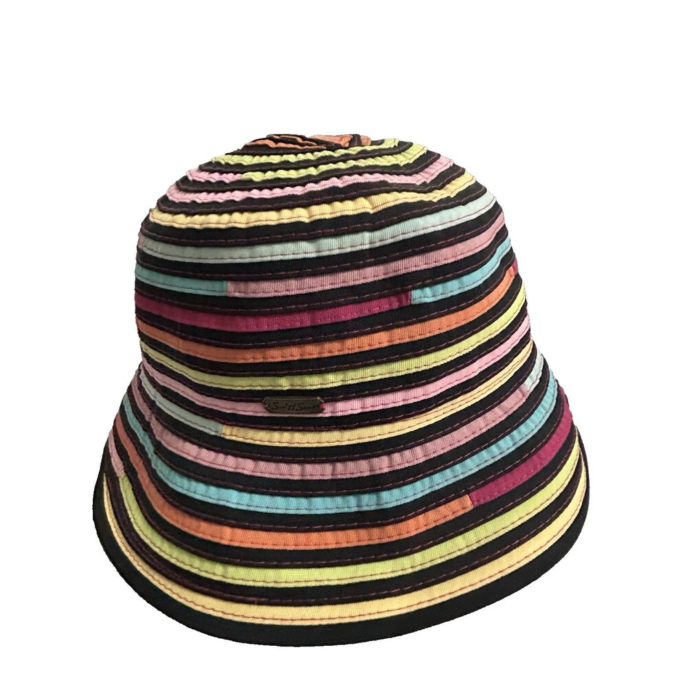 Sun-N-Sand  Woman’s Beach fishing gardening outdoor Rainbow Colors Bucket Hat - Picture 3 of 10